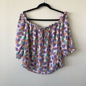 TWIK Off Shoulder Pineapple Top (Size:Large)